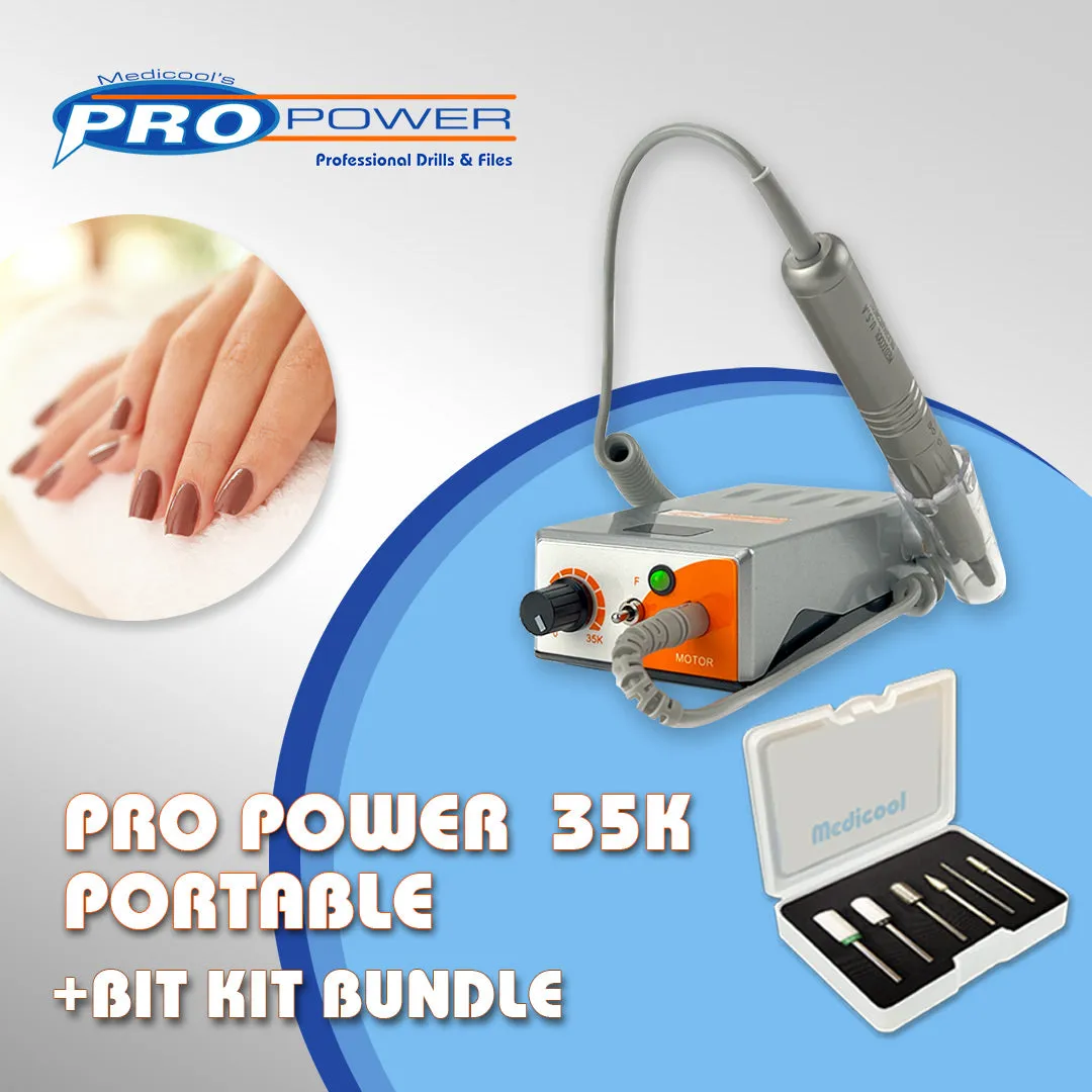 Medicool Pro Power 35K Nagelfräser Silber Bit-Set 1 Akku