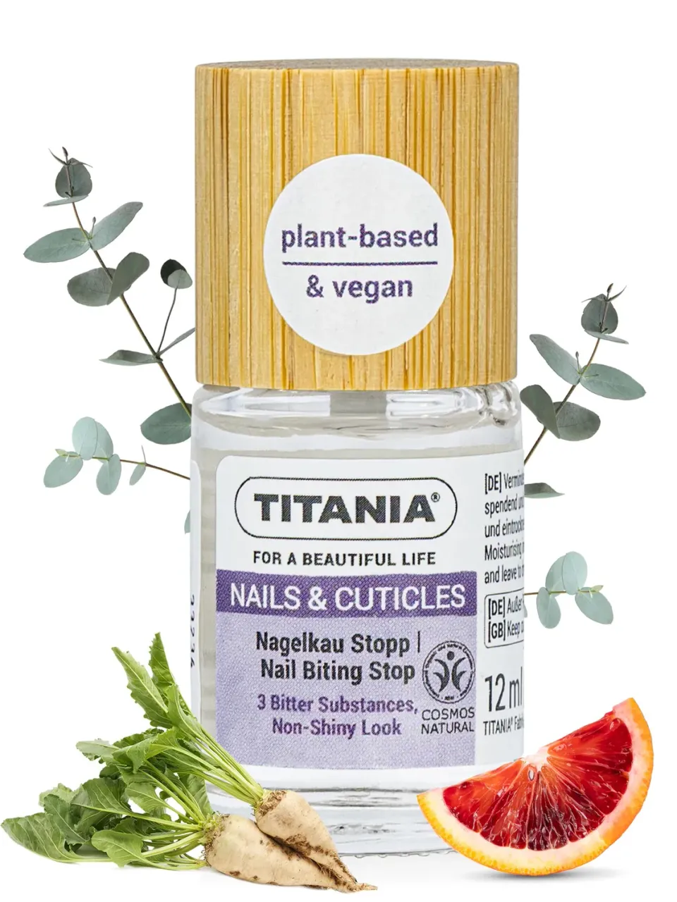 Titania Nagelkau Stopp Bitterlack 12 ml farblos vegan
