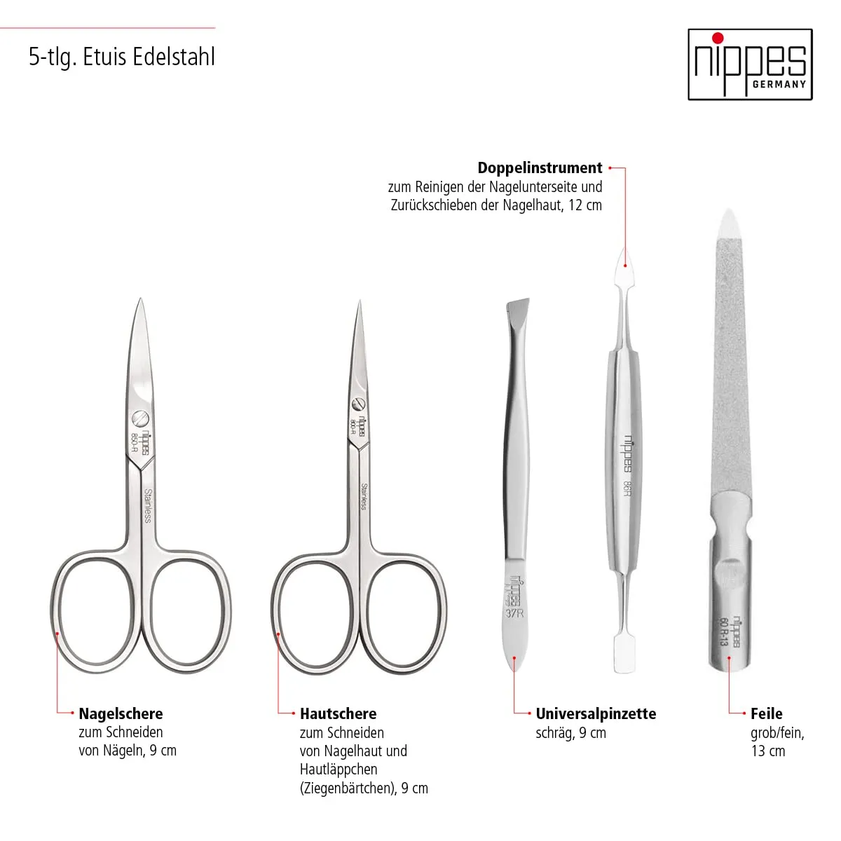 Nippes Solingen Locks Maniküre Set 5-teilig Leder schwarz