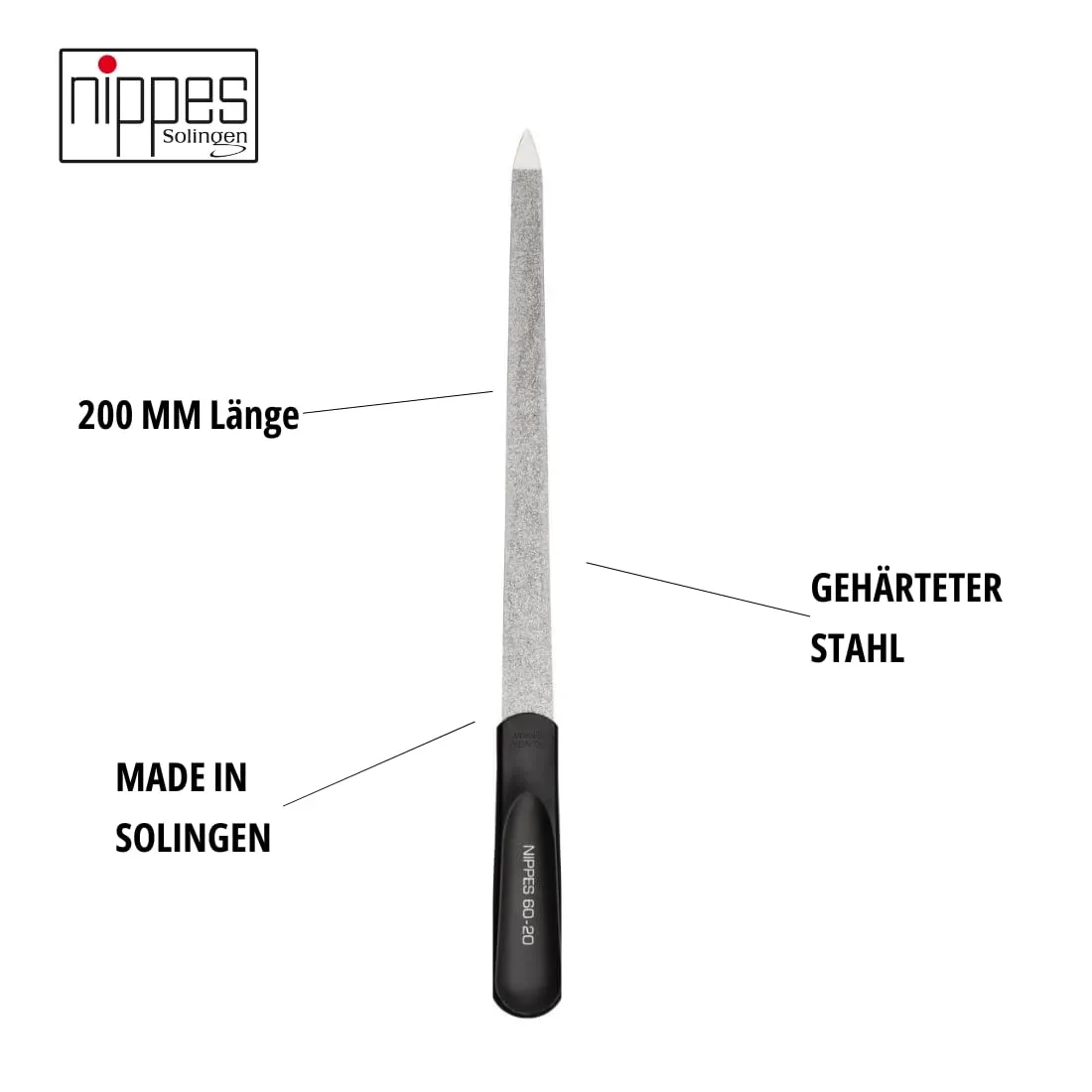Nippes Solingen Saphir-Nagelfeile 20 cm vernickelt Maniküre