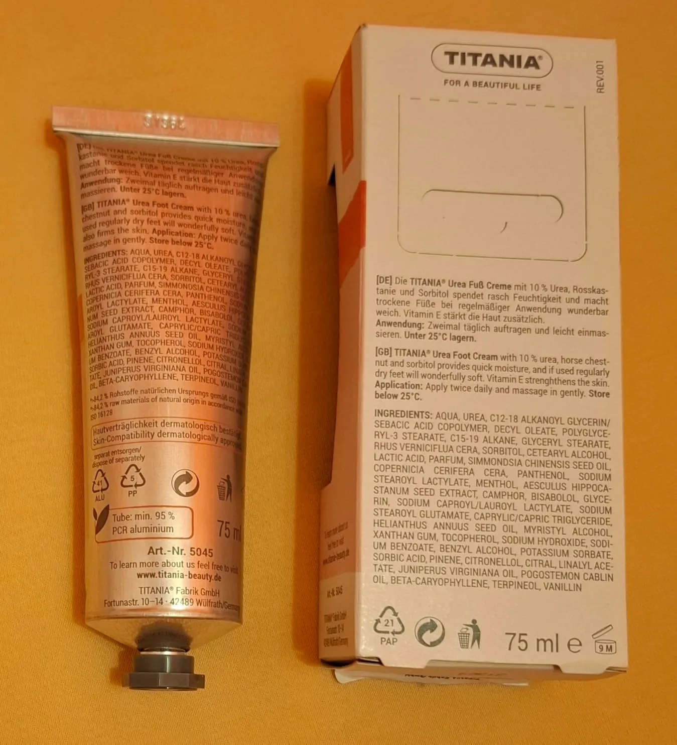 Titania Fußcreme Urea 10% 75 ml für sehr trockene Füße