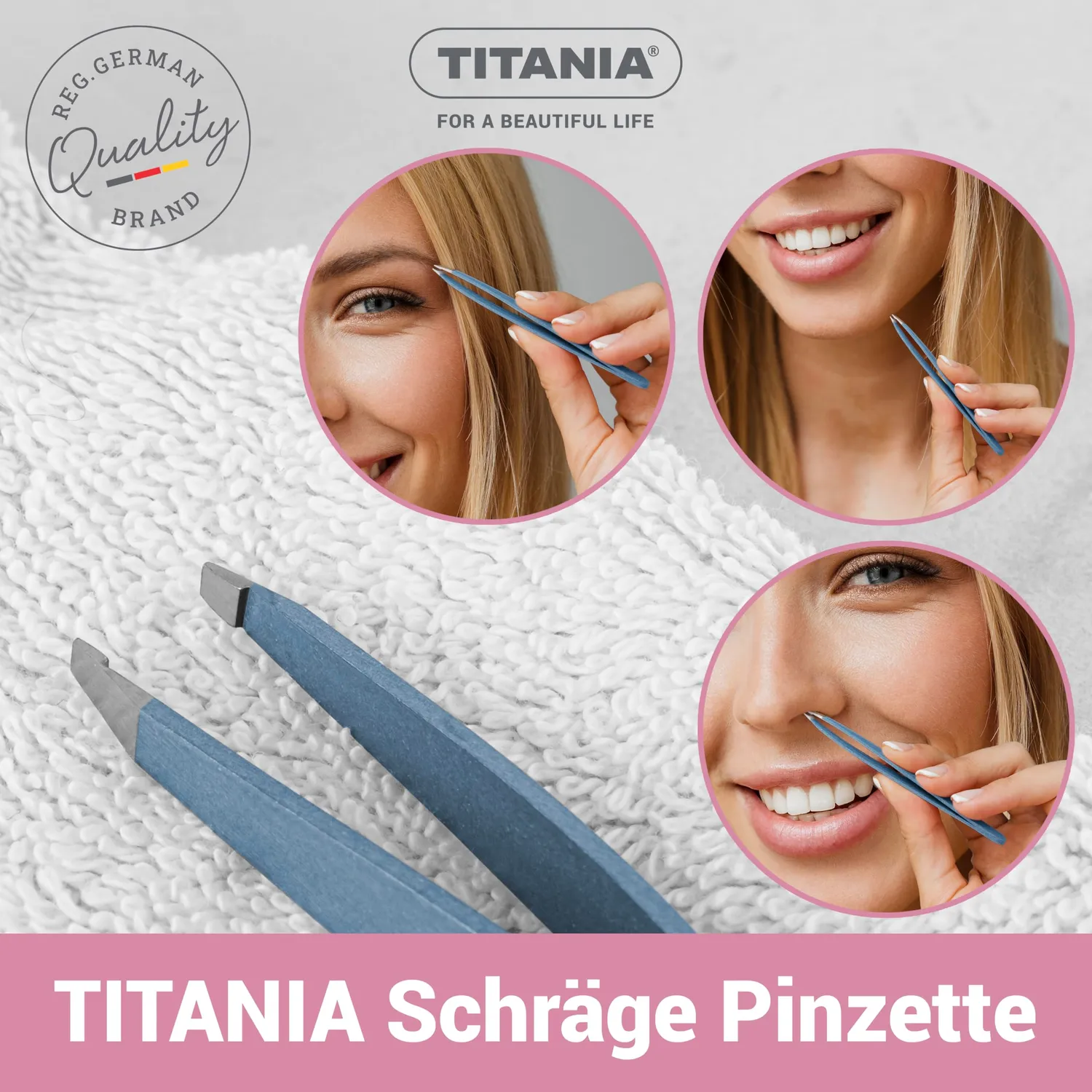 Titania Pinzetten Set Gold Edelstahl 2-teilig schräg