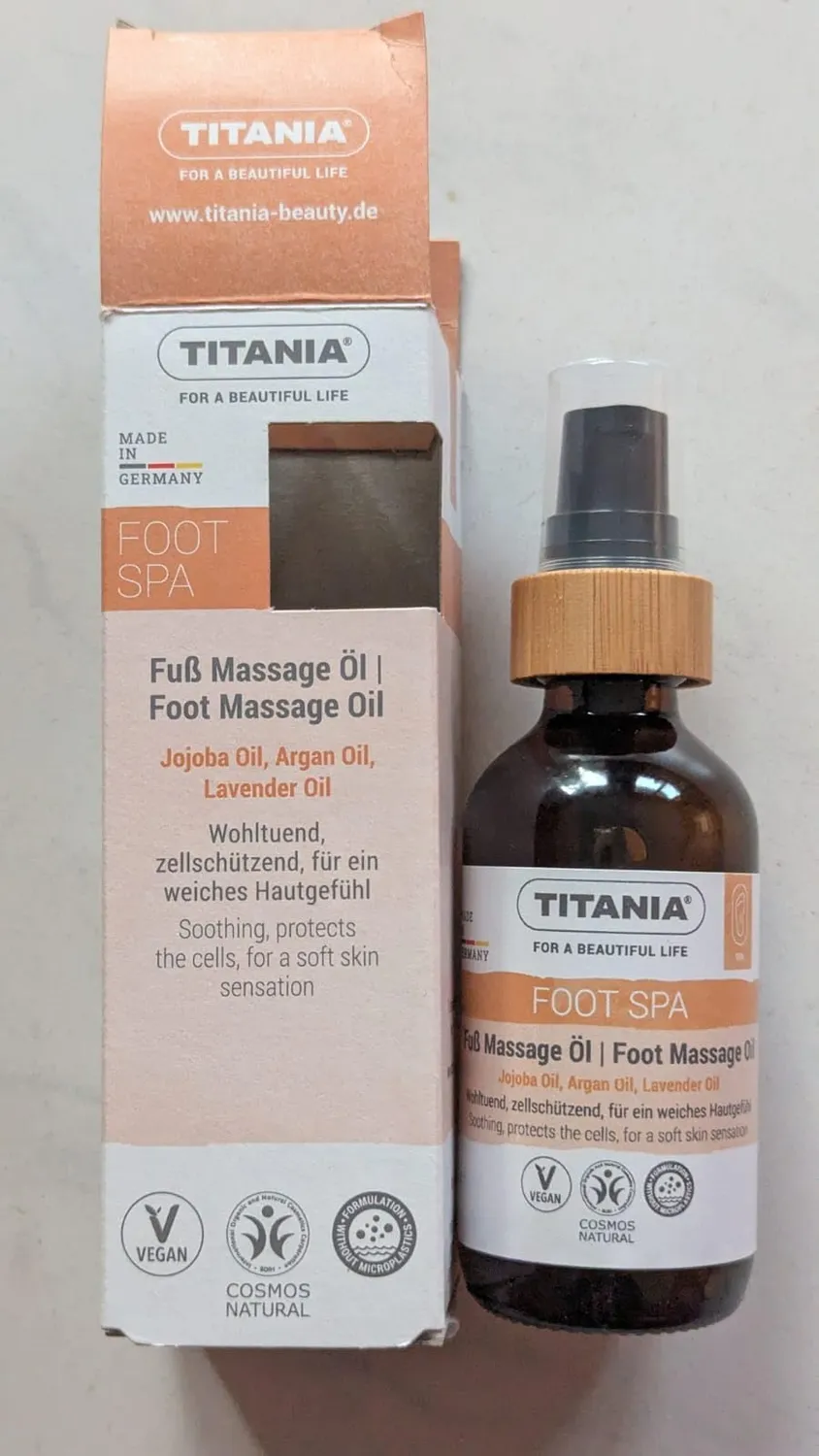 Titania Fuß Massage Öl 58 ml vegan Jojoba Argan