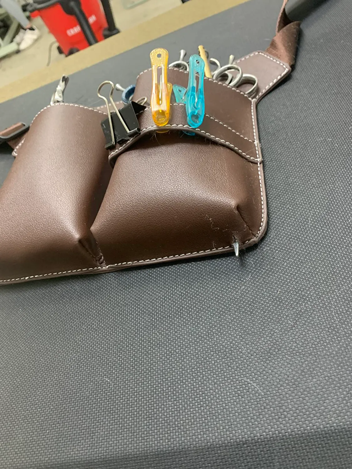 Noverlife Scherentasche PU-Leder Braun mit Gürtel 6 Taschen