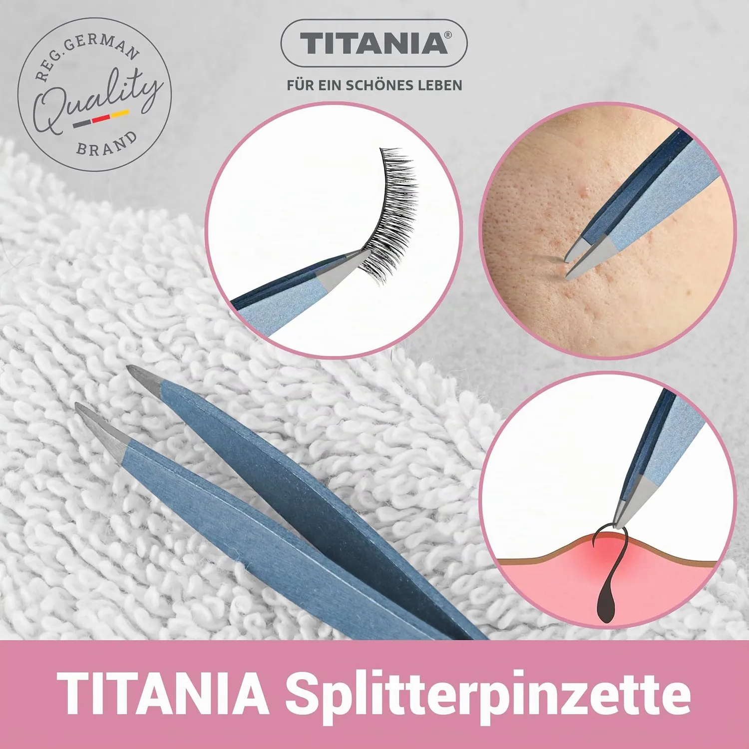 Titania Pinzetten Set Gold Edelstahl 2-teilig schräg