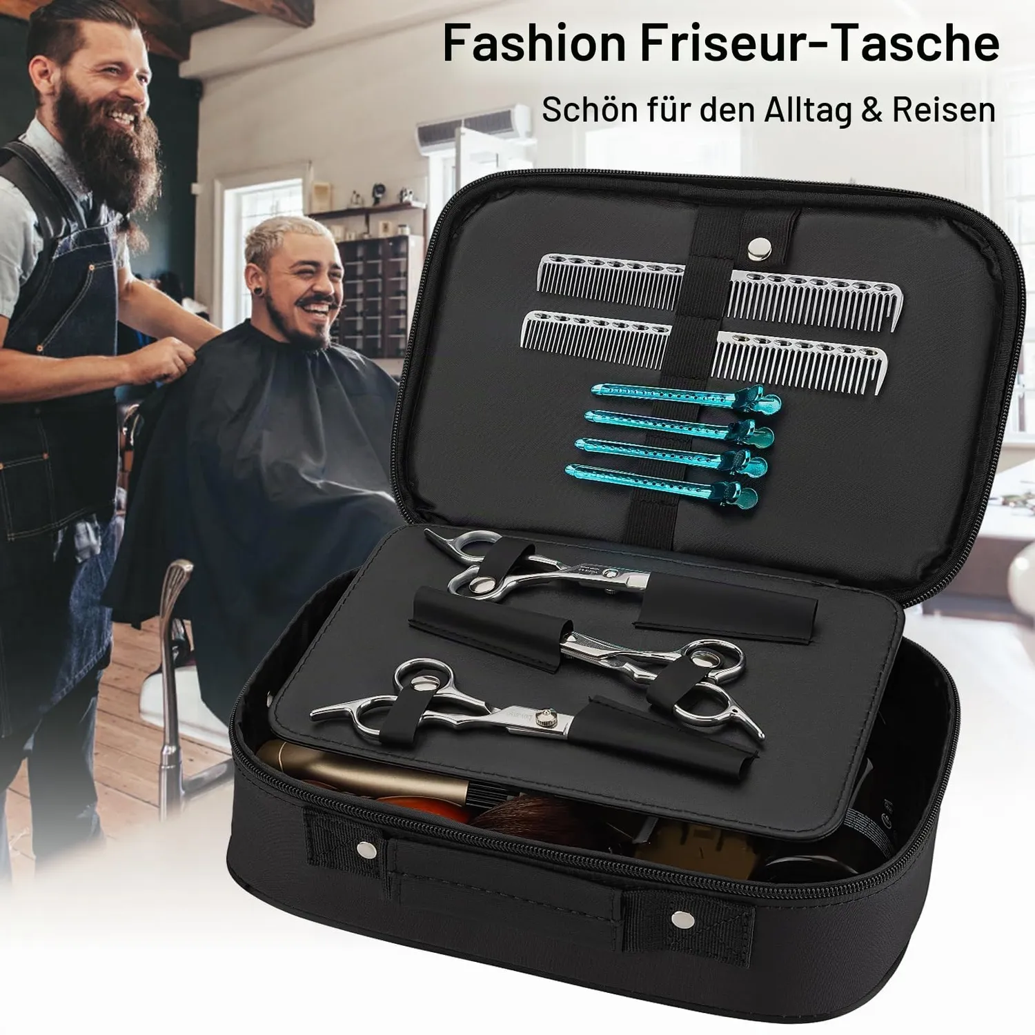 Noverlife Friseurtasche Schwarz Organizer groß
