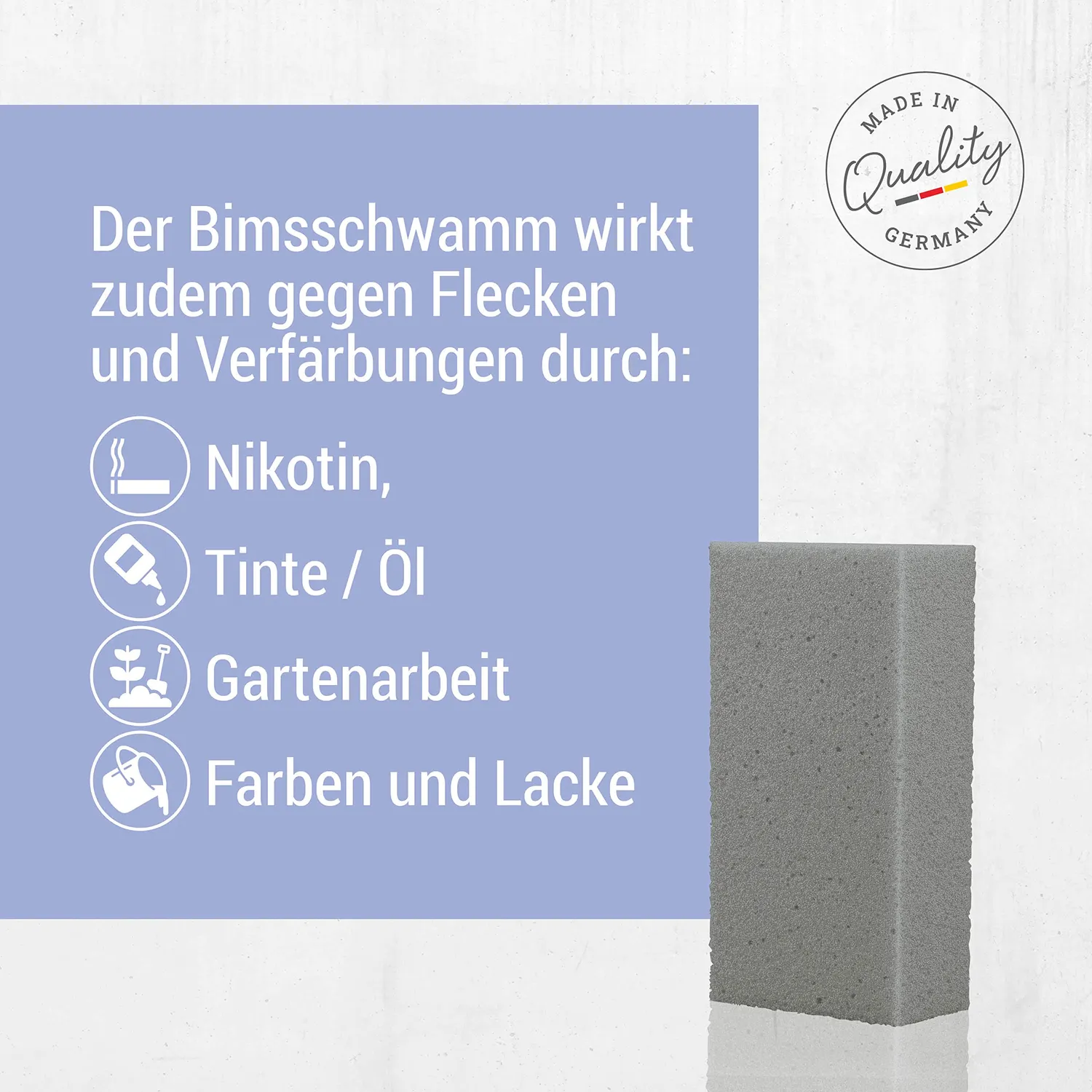 Titania Bimsschwamm eckig Bimsstein für Hornhaut
