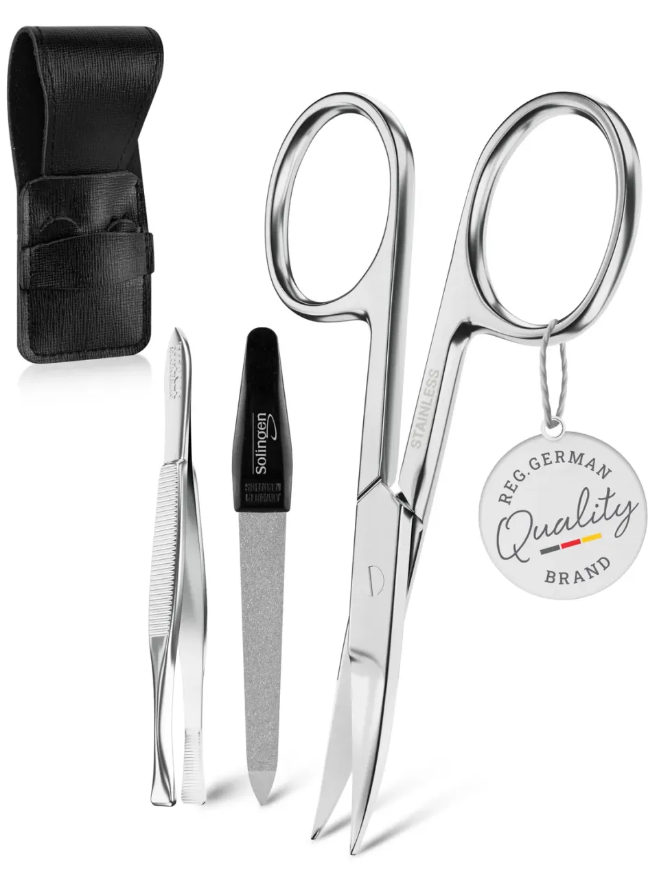 Titania Maniküre-Etui Set 3-teilig Echtleder schwarz