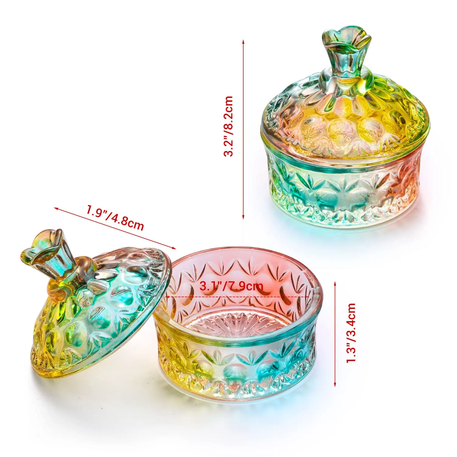 Noverlife Crystal Dappen Dish Glas Regenbogen mit Deckel