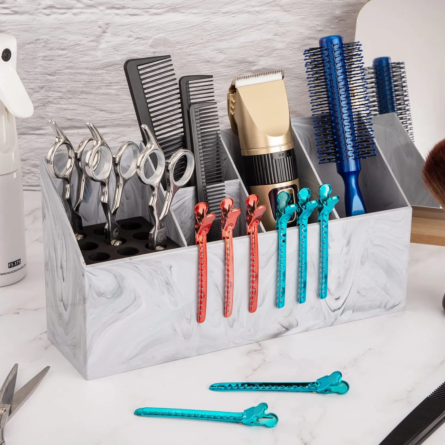 Noverlife Scherenhalter groß Marmormuster Salon Organizer