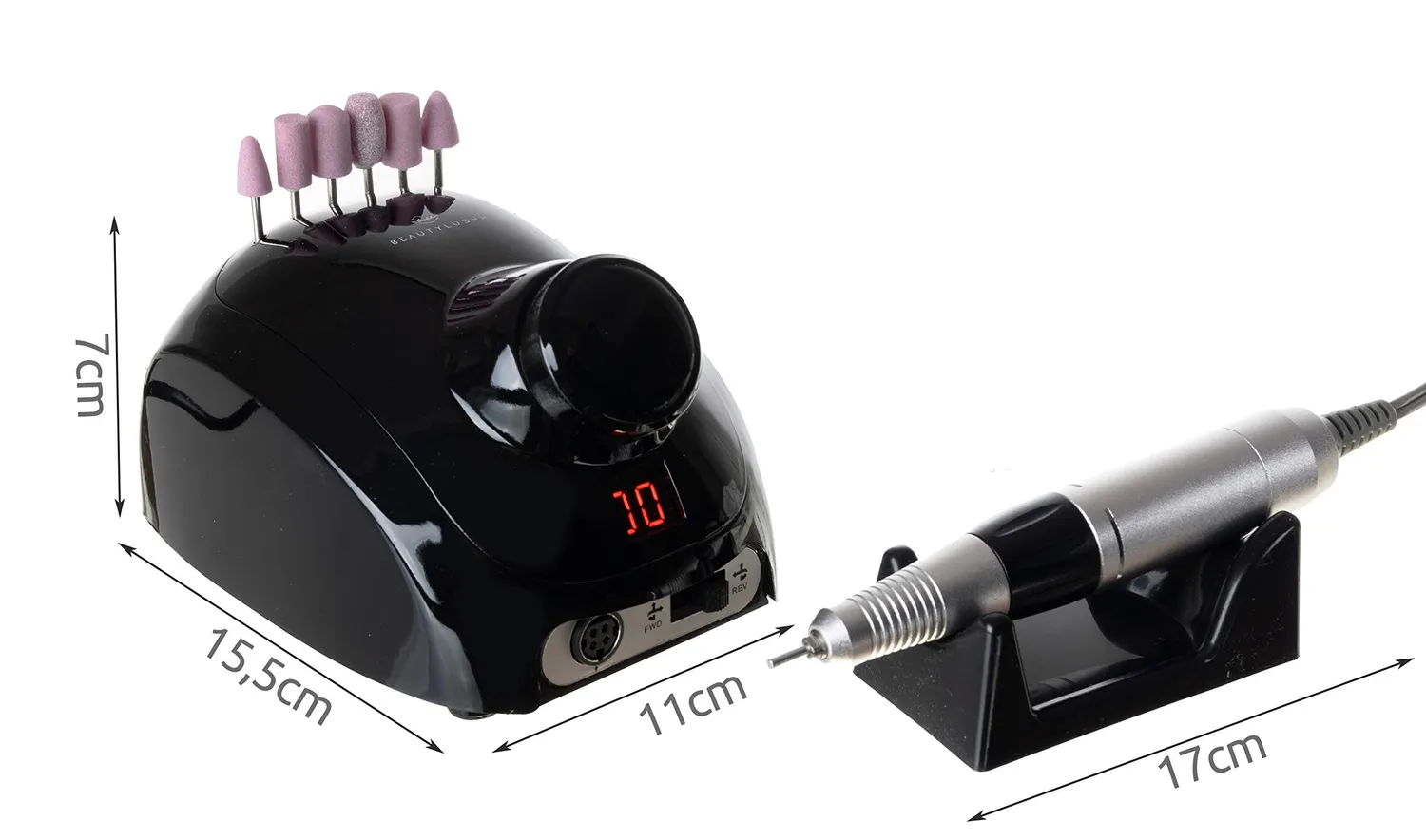 Beautylushh 12349 Nagelfräser Set elektrisch schwarz LCD