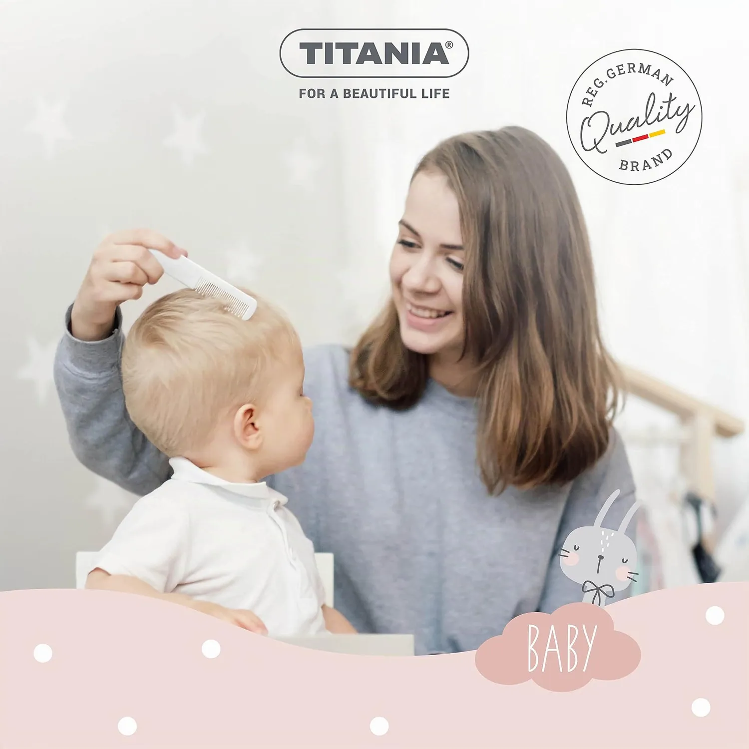 Titania Baby Haar Set 2-teilig Bürste Kamm weiß