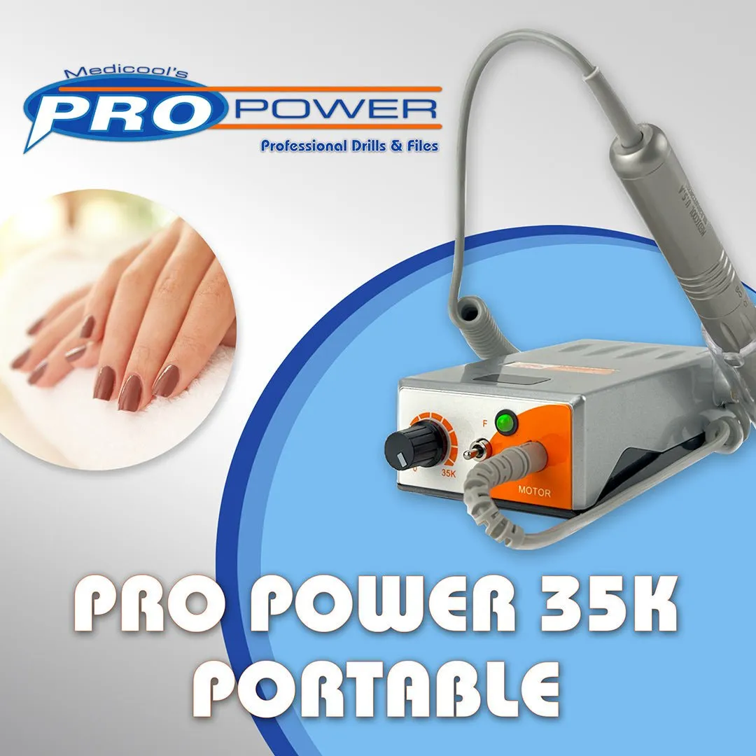 Medicool Pro Power 35K Portable Nagelfräser Silber bürstenlos