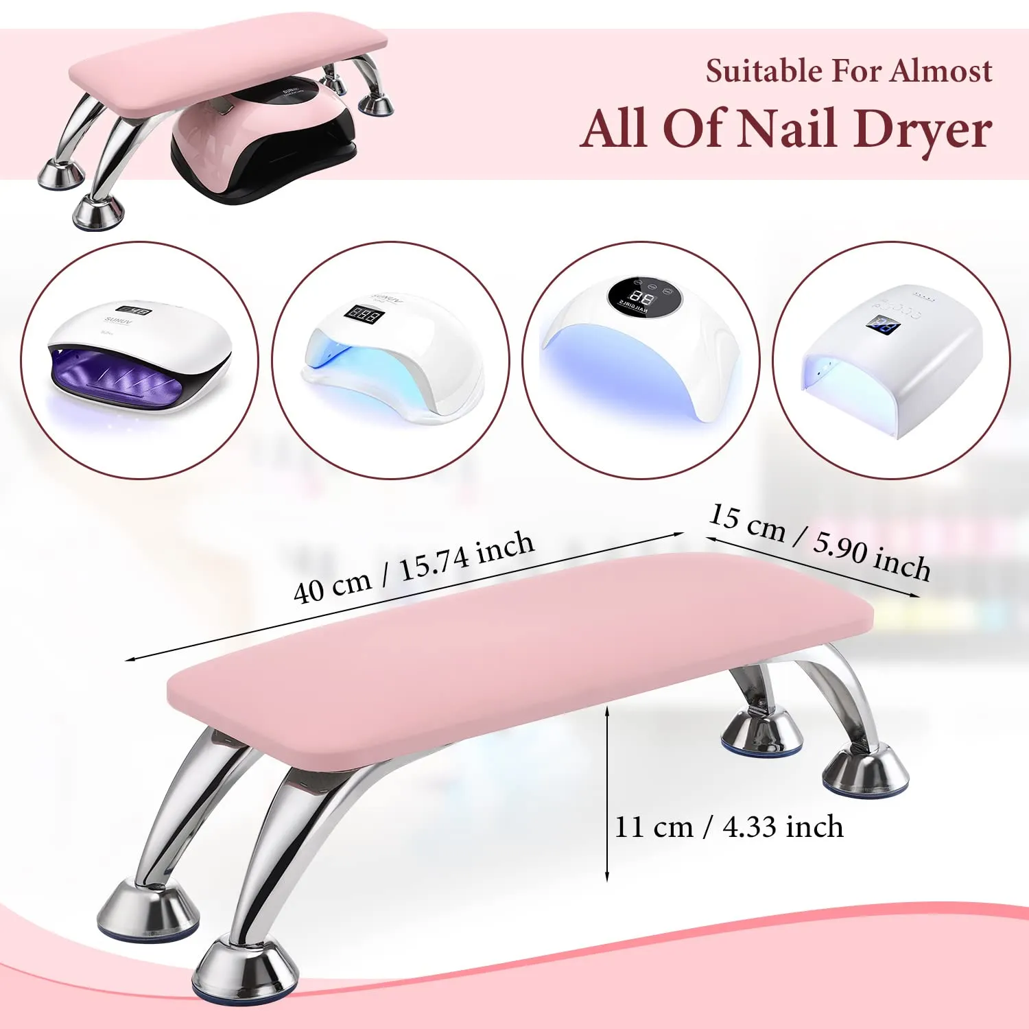 Noverlife Nagel-Armauflage Handkissen pink Mikrofaser 50cm