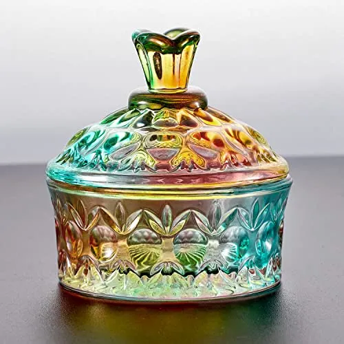 Noverlife Crystal Dappen Dish Glas Regenbogen mit Deckel