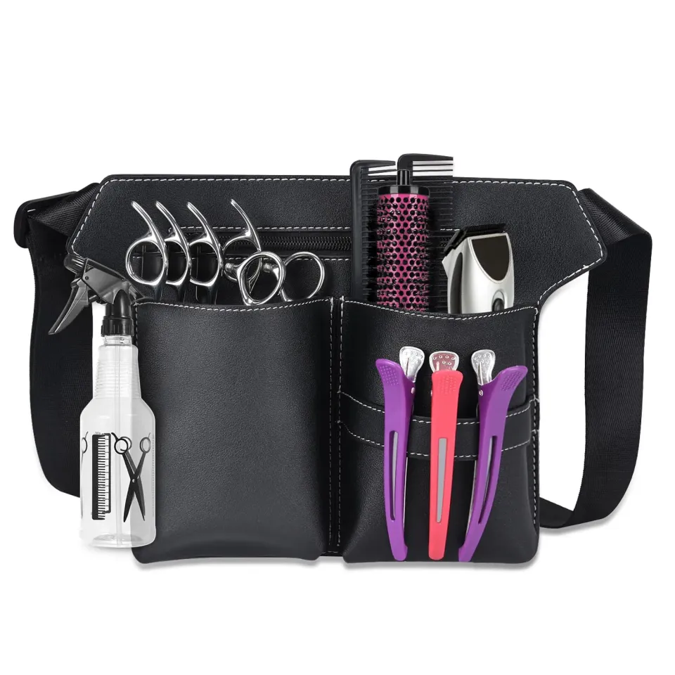 Noverlife Scherentasche Schwarz PU-Leder mit Gürtel