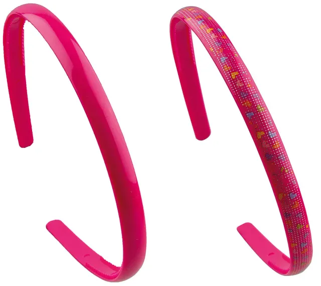 Titania Haarreif 2er pink Herzchen Glitzer