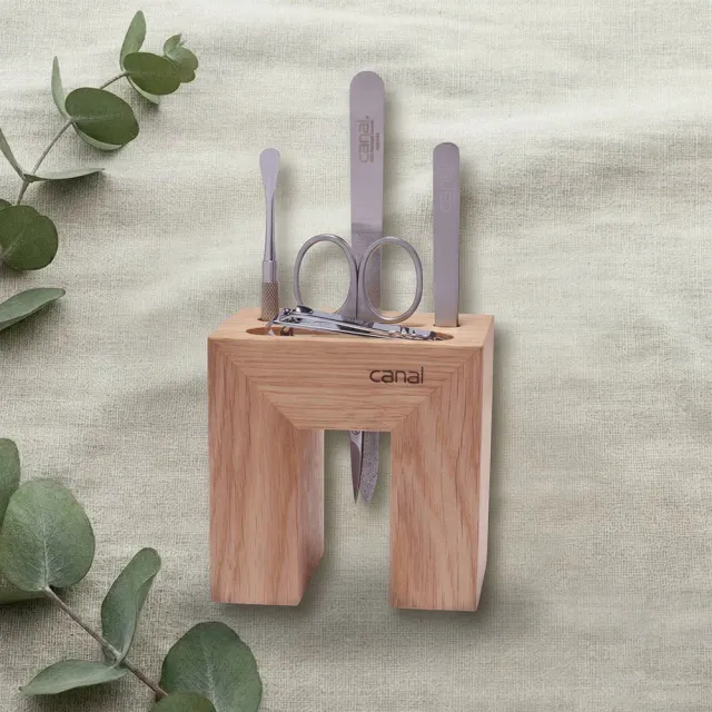 Canal Instrumente Maniküre-Set Eiche 5-teilig Holzblock