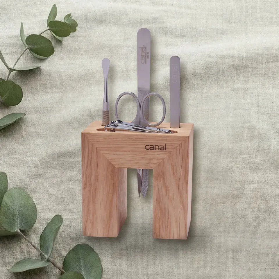 Canal Instrumente Maniküre-Set Eiche 5-teilig Holzblock