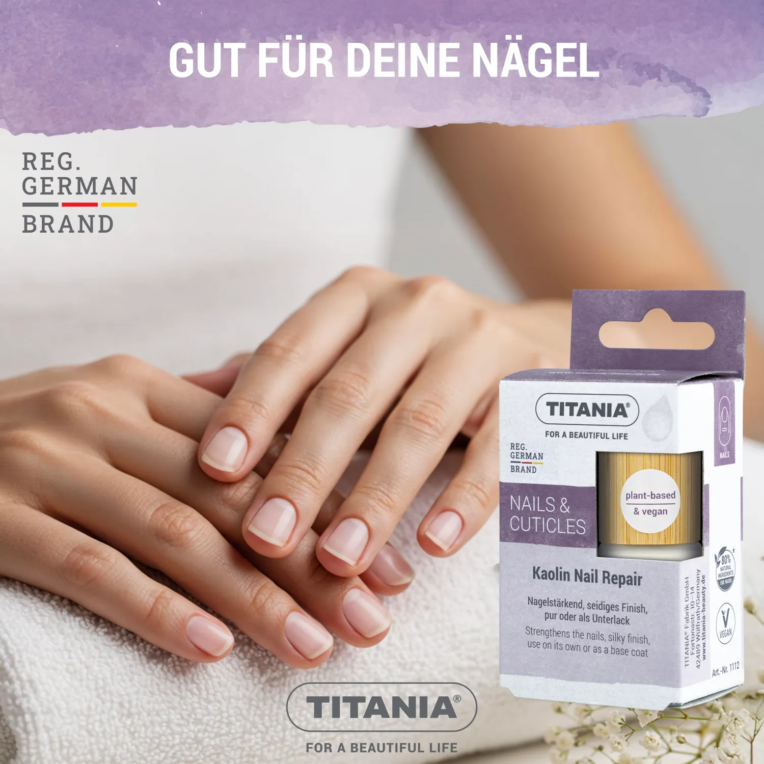 Titania Kaolin Nail Repair Nagellack 12 ml für brüchige Nägel