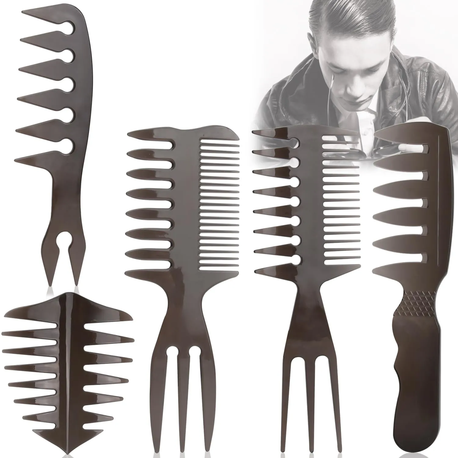 Noverlife Herren Stylingkamm Kunststoff 5er Set schwarz