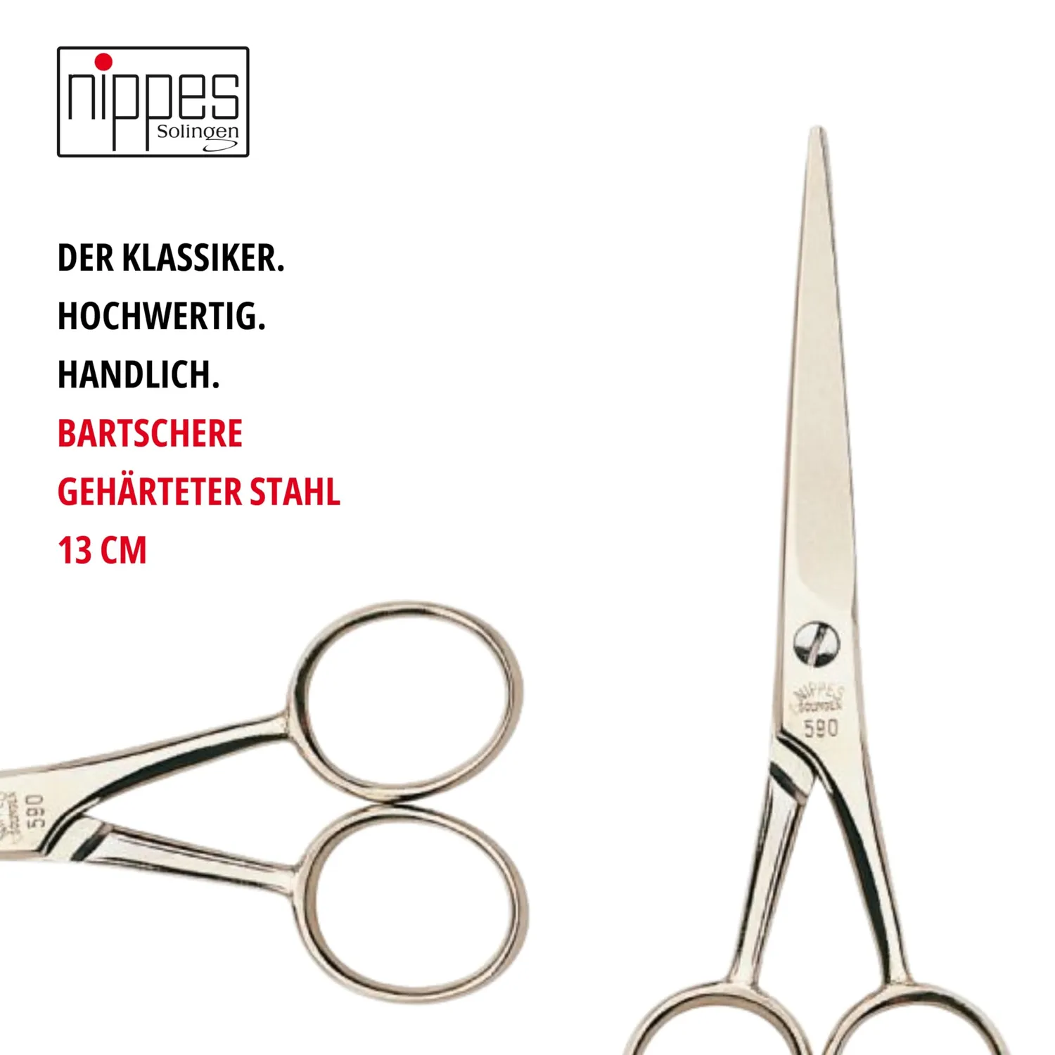 Nippes Solingen Bartschere 13 cm gehärteter Stahl