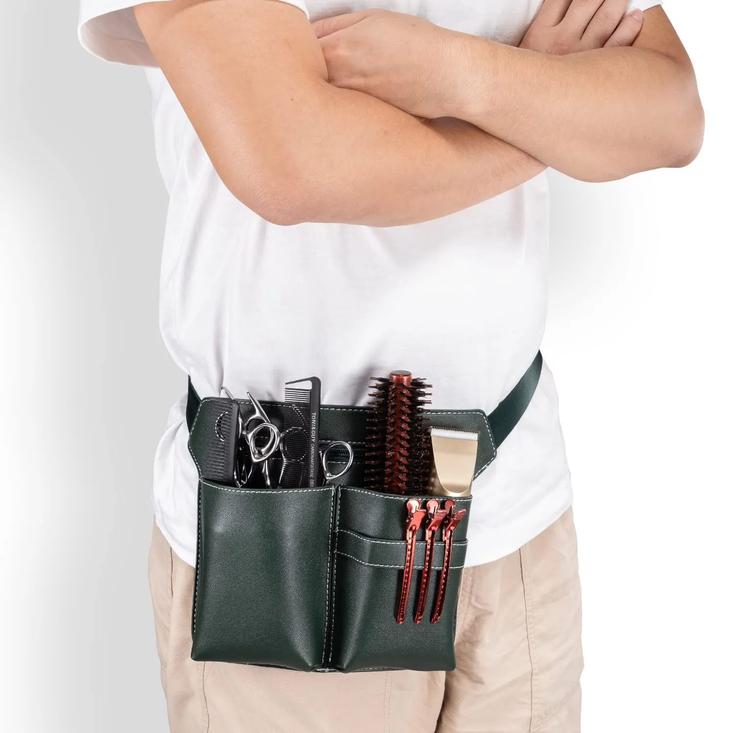 Noverlife Scherentasche dunkelgrün PU-Leder Gürtel 6 Taschen