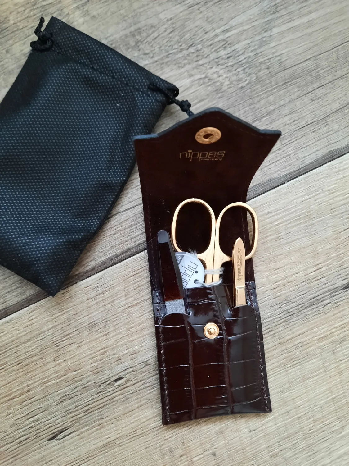 Nippes Solingen Croco Maniküre Set 3-teilig vergoldet