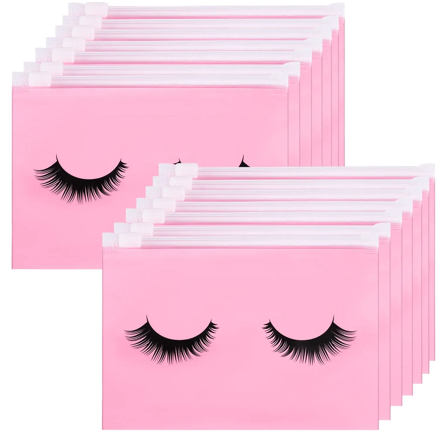 Noverlife Wimperntaschen rosa 100 Stück EVA Reissverschluss