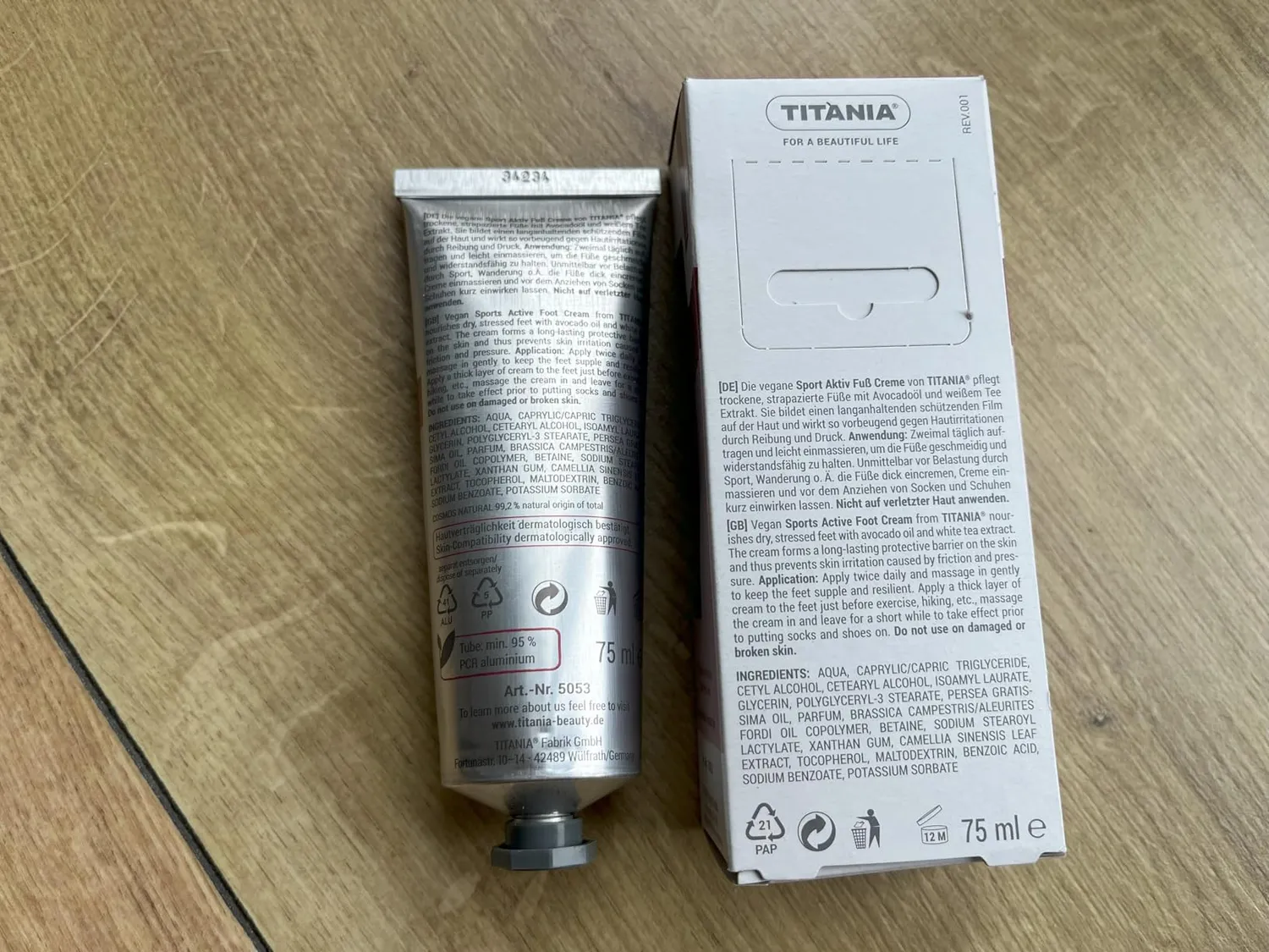Titania Sport Aktiv Fußcreme 75 ml 2er Pack vegan