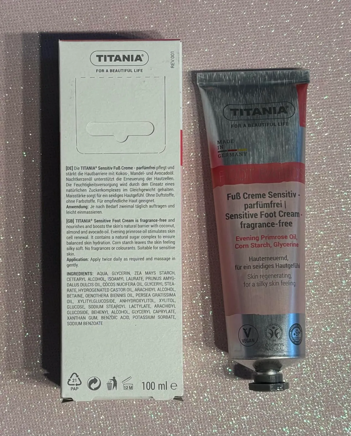 Titania Sensitiv Fußcreme 100 ml parfümfrei vegan