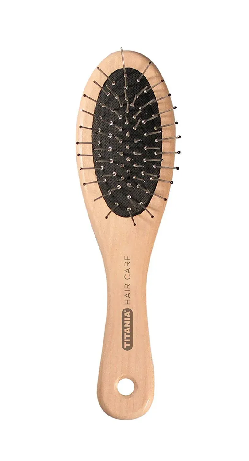 Titania Drahtmassagebürste Holz 7-reihig Haarbürste 18 cm