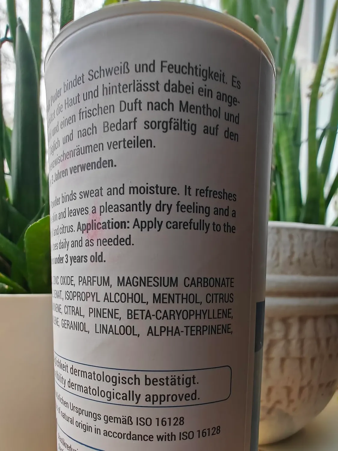 Titania Fußpuder Zinkoxid Menthol Zitrusduft 100 g
