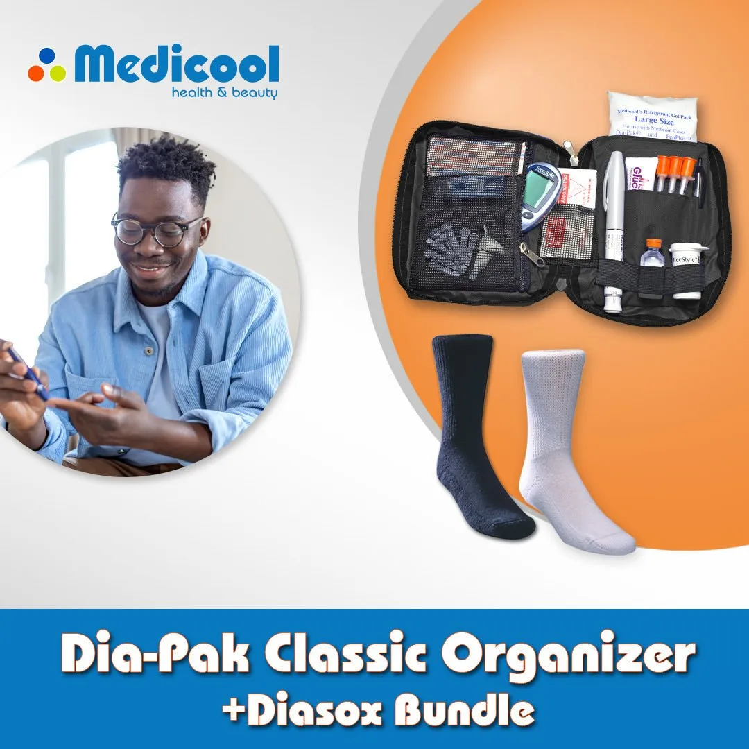 Medicool Dia-Pak Classic Kühltasche Set schwarz mit Socken