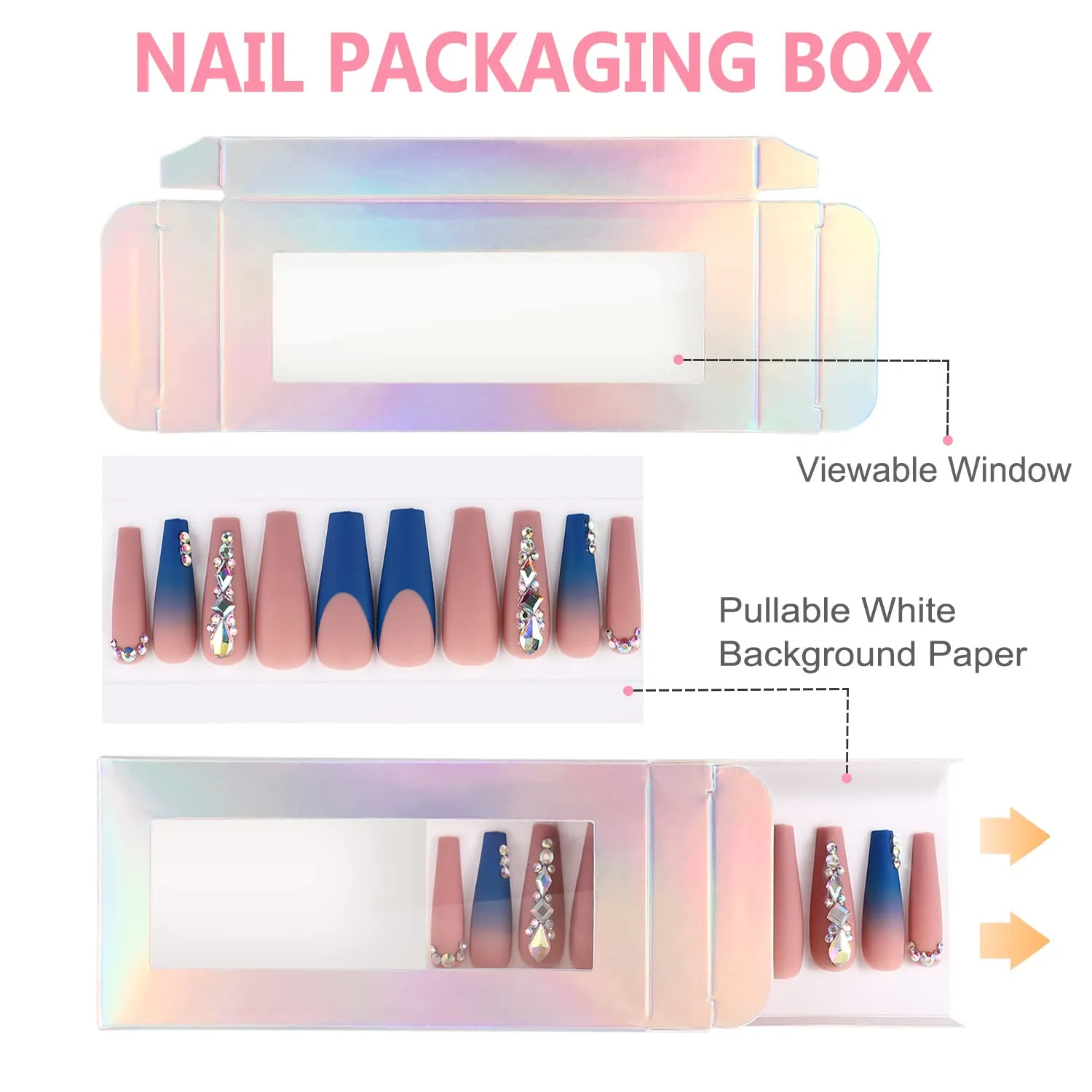 Noverlife Nagelbox Holografisch Fenster 30er Set Karten