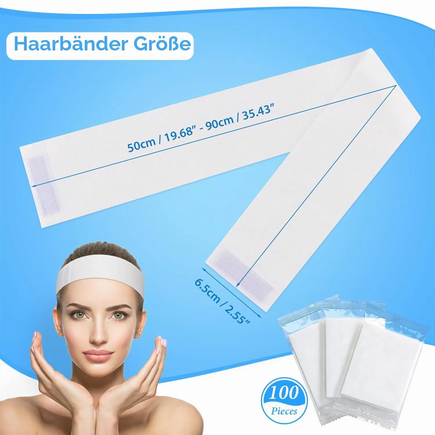 Noverlife Einweg-Stirnbänder Vlies 200 Stück weiß