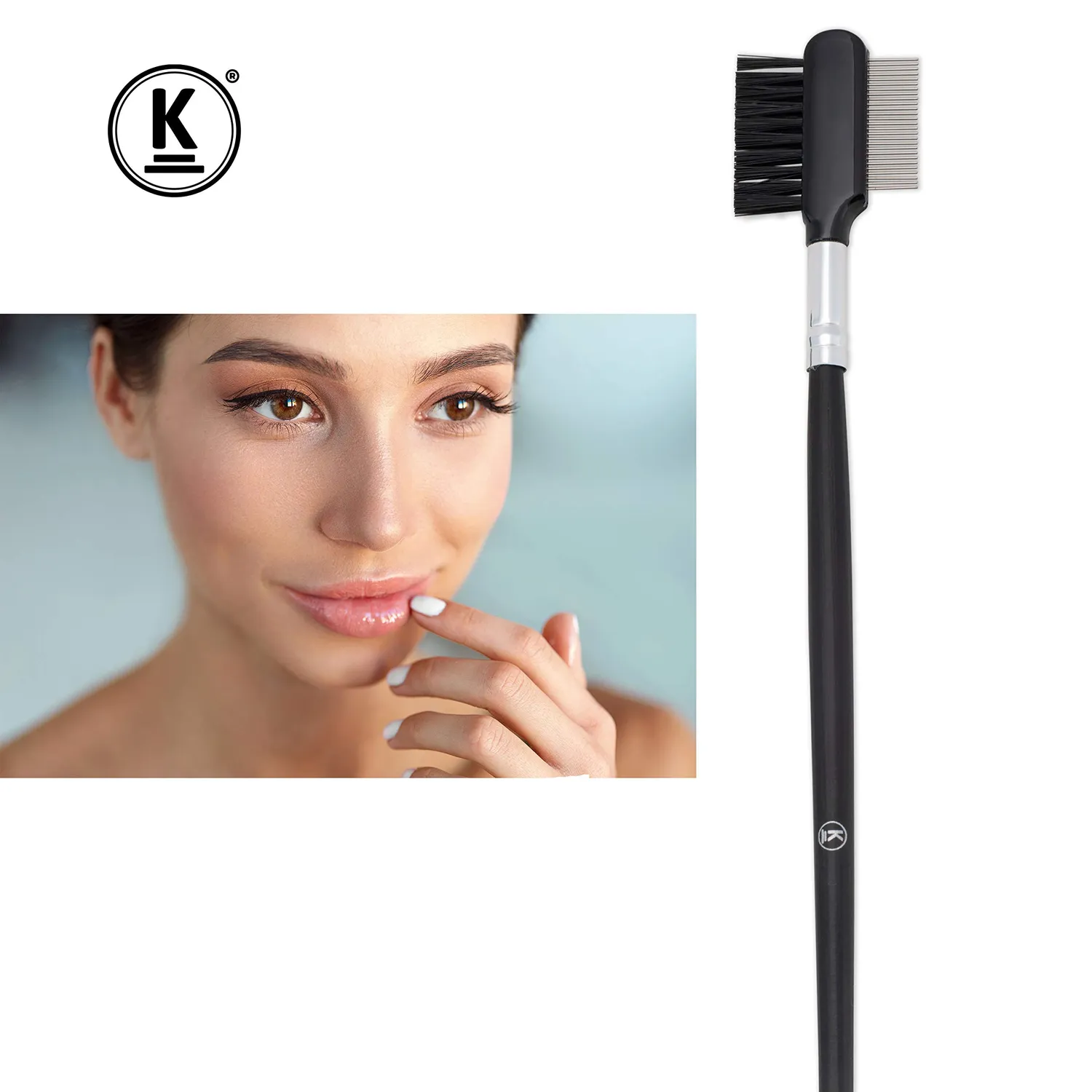 K-Pro 2-in-1 Augenbrauenbürste Wimpernkamm Metall Stylingtool