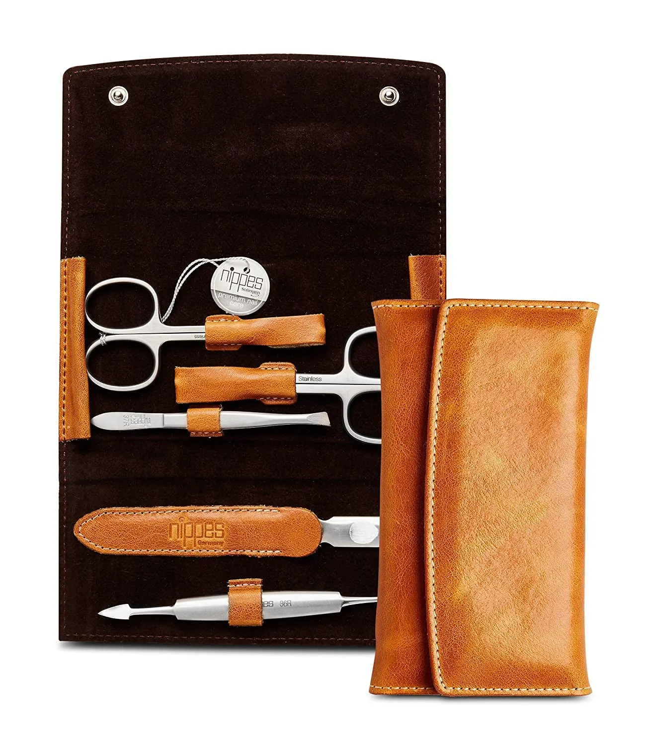 Nippes Solingen Premium Line Maniküre Set Cognac 7-teilig rostfrei