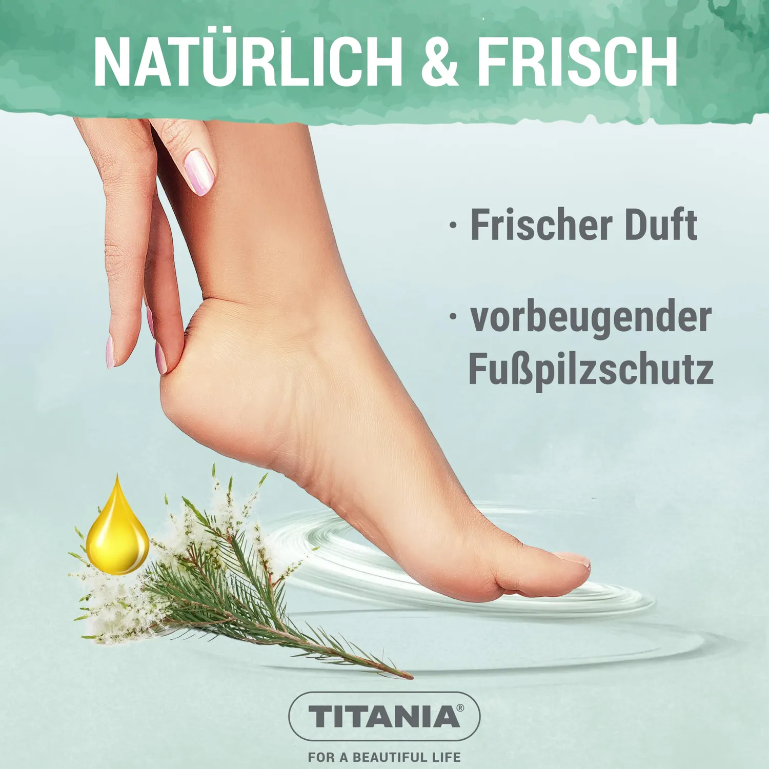 Titania Fußspray 150 ml Teebaumöl vegan mikroplastikfrei