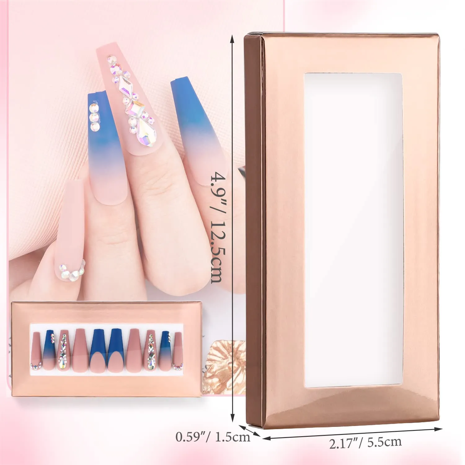 Noverlife Nagelbox Roségold Fenster 30er Set Karten