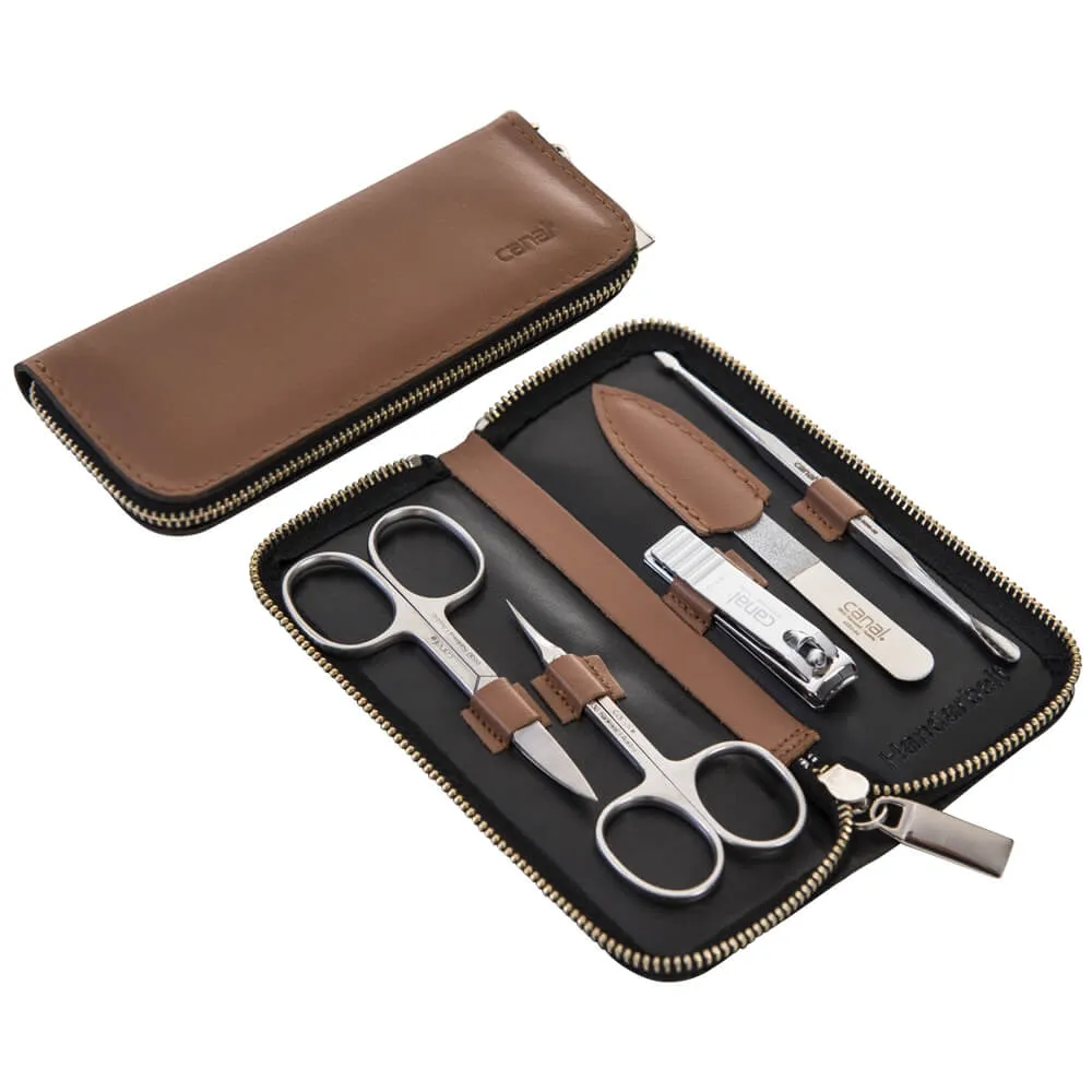 Canal 5025 Maniküre-Set Leder 5-teilig Cognac rostfrei