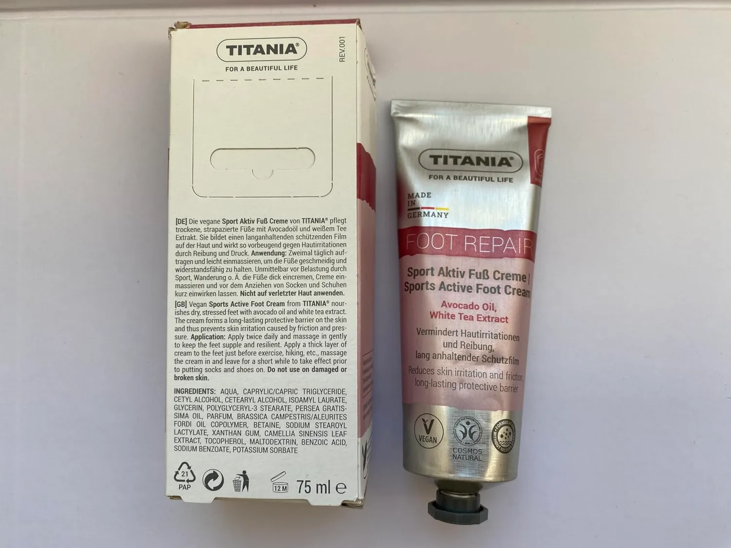 Titania Sport Aktiv Fußcreme 75 ml 2er Pack vegan