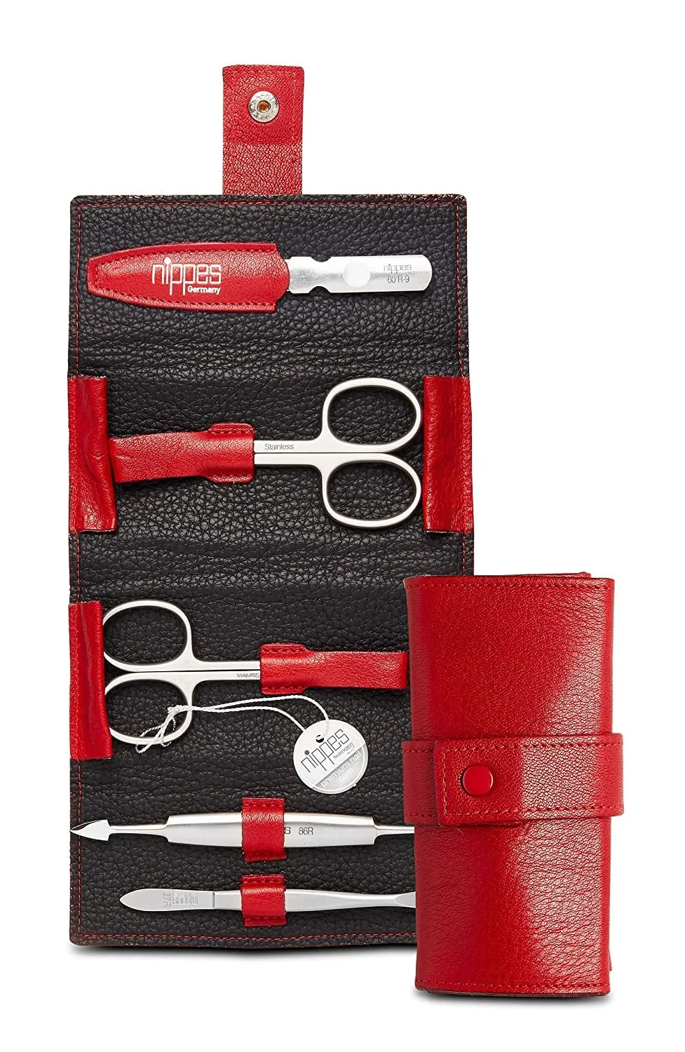 Nippes Premium Wild Red Maniküre Set 3-teilig Rindleder rot