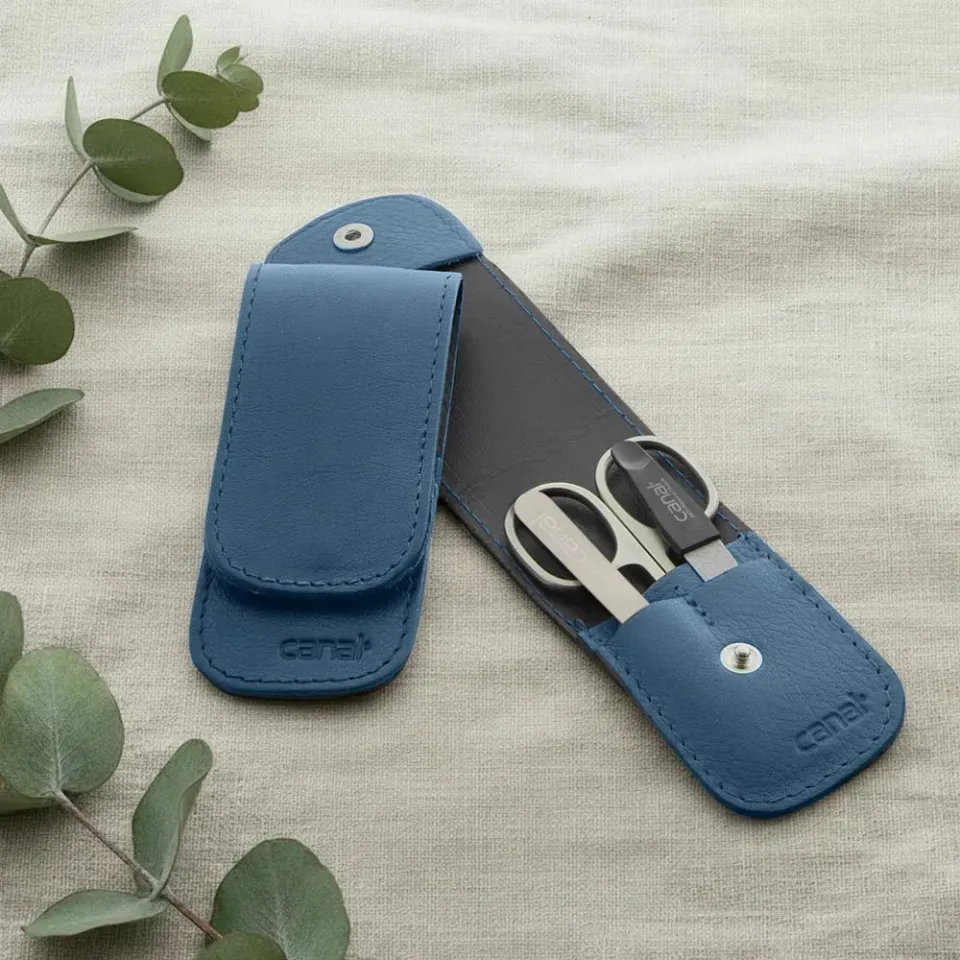 Canal Reise-Etui Maniküre-Set 3-teilig Rindsleder Druckknopf