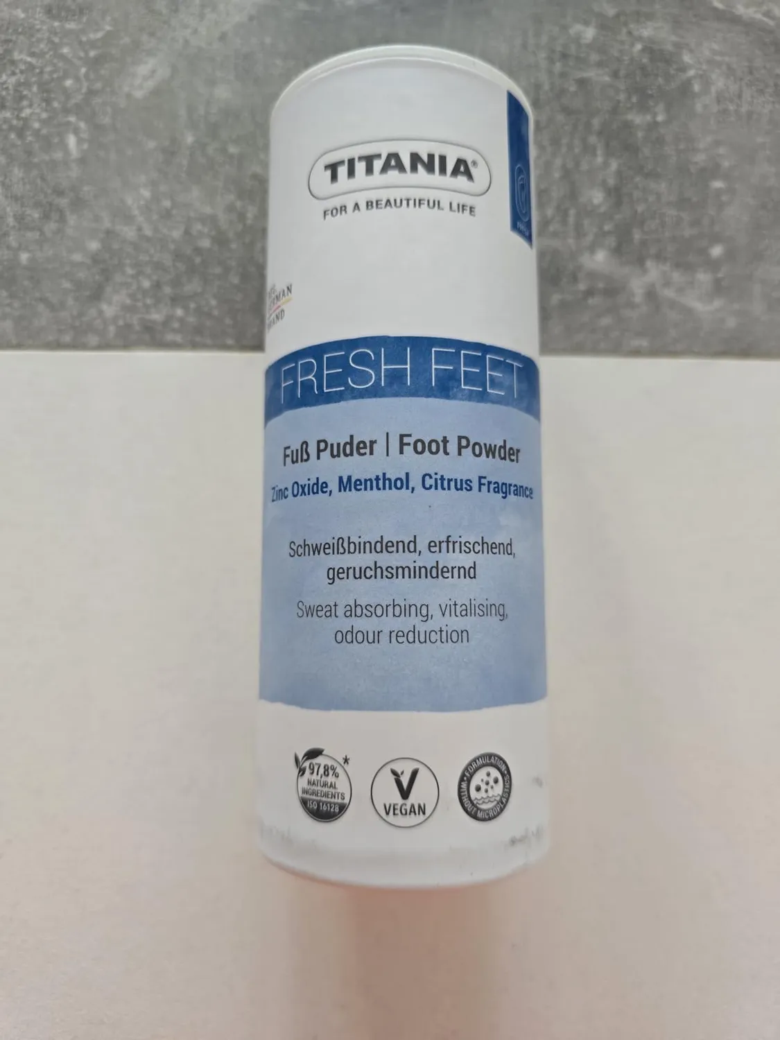 Titania Fußpuder Zinkoxid Menthol Zitrusduft 100 g