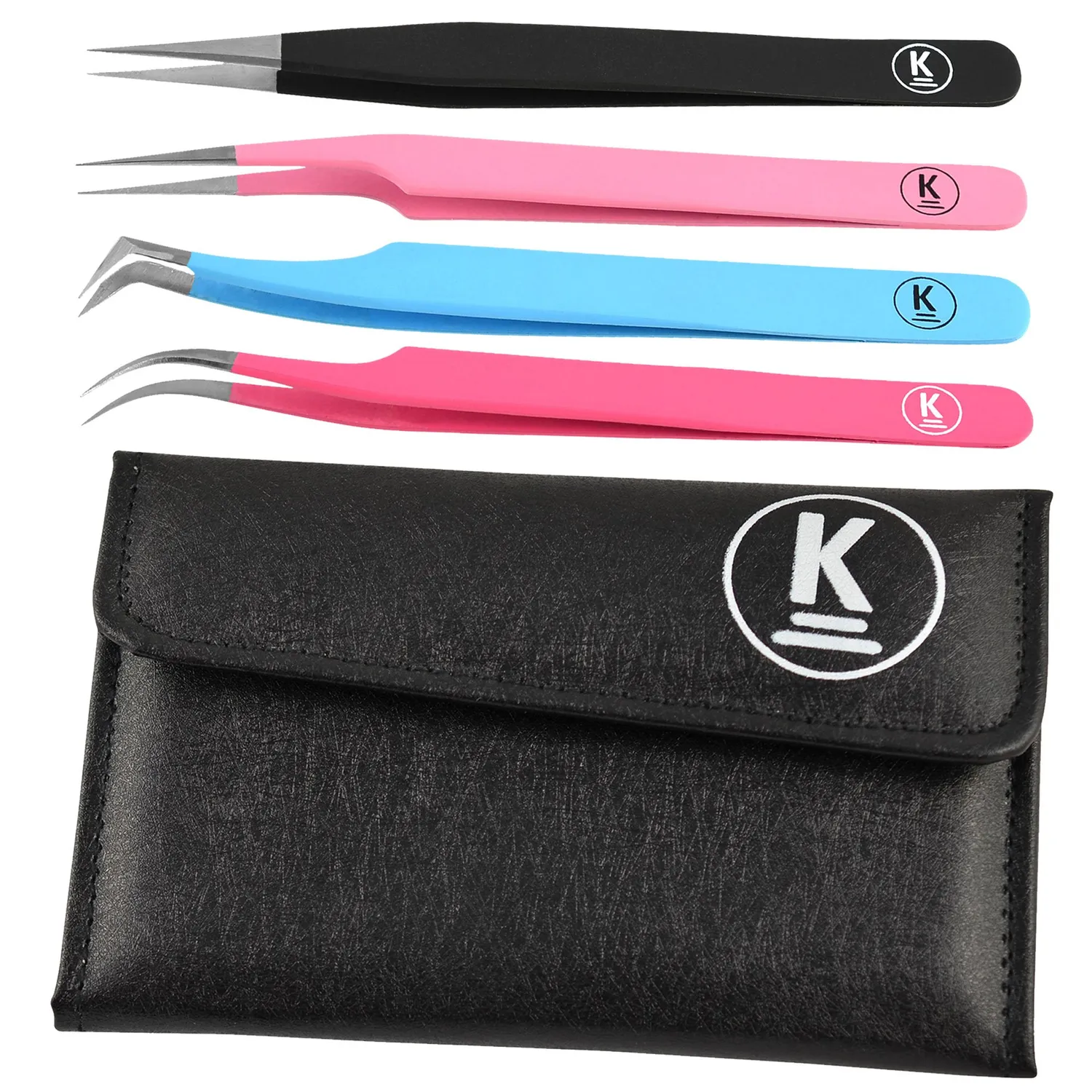 K-Pro 4er Pinzetten Set Edelstahl mit Etui rostfrei