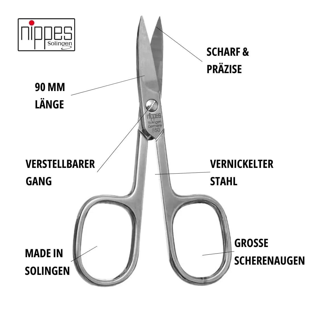 Nippes Solingen Nagelschere gebogen 9 cm Maniküre