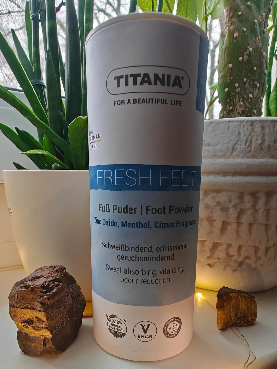 Titania Fußpuder Zinkoxid Menthol Zitrusduft 100 g