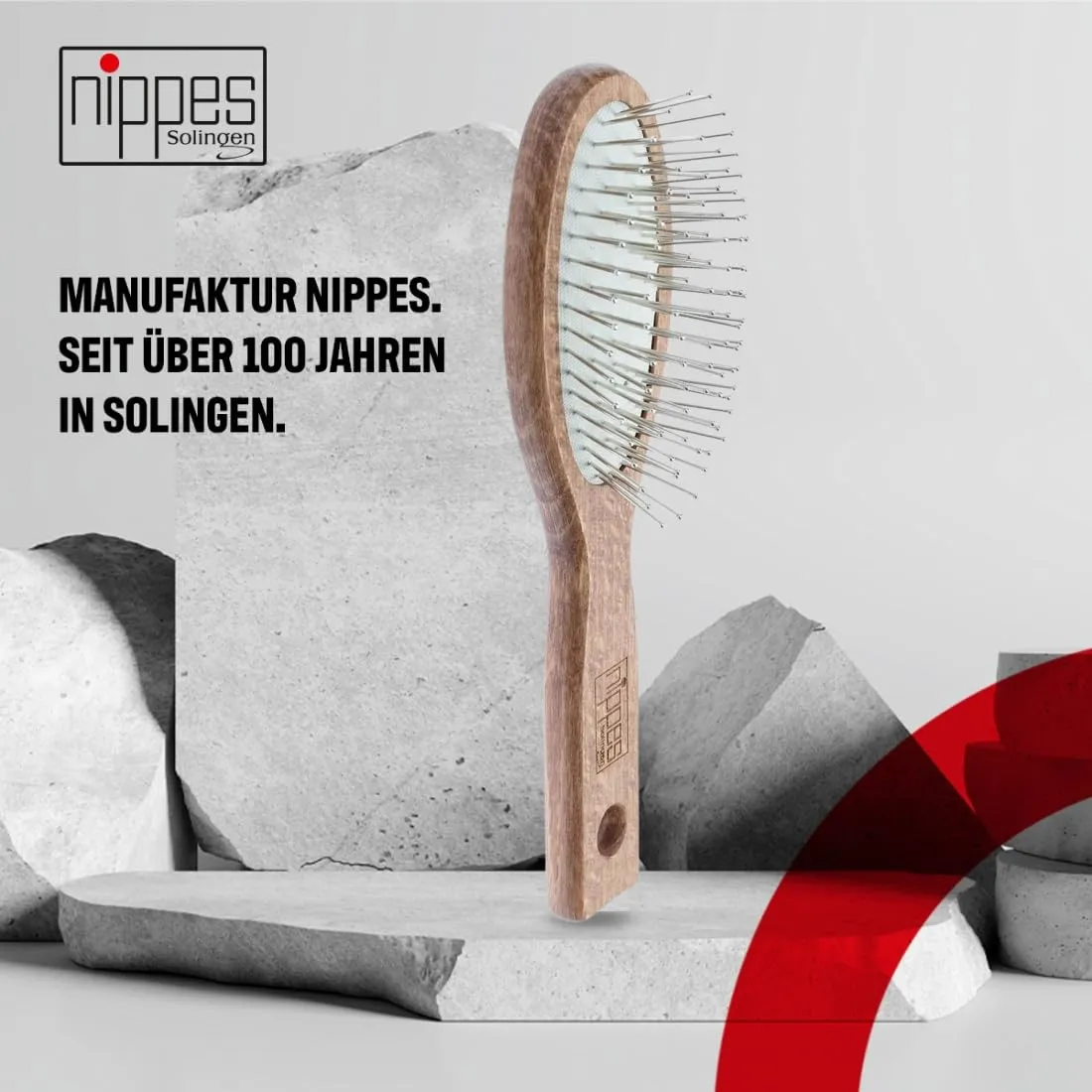 Nippes Haarbürste oval 7-reihig Stahl Buchenholz
