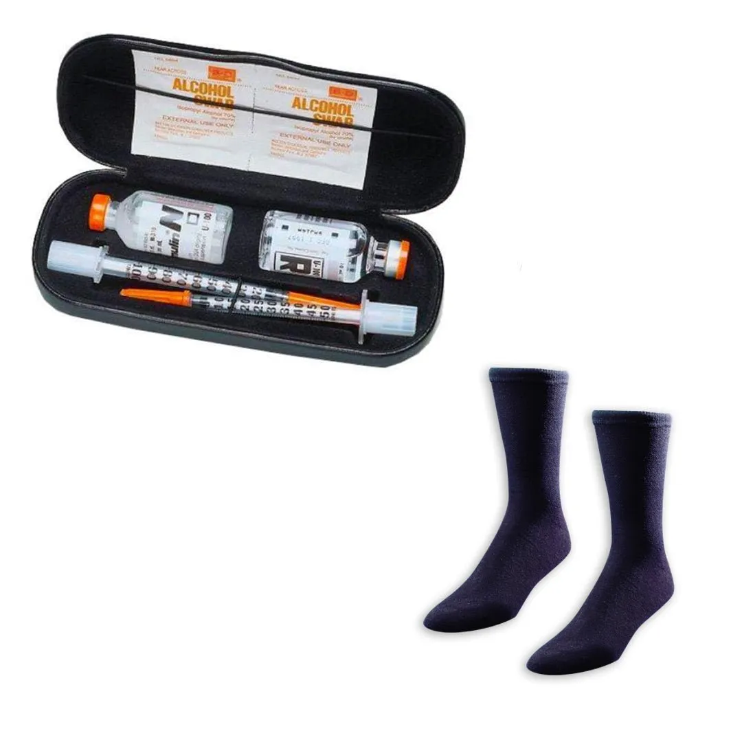 Medicool D.I. Case Etui Schwarz + Euro Comfort Socken L Diabetiker